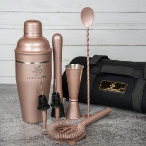 PINK 7 PIECE BARTENDERS COCKTAIL KIT + CARRY BAG