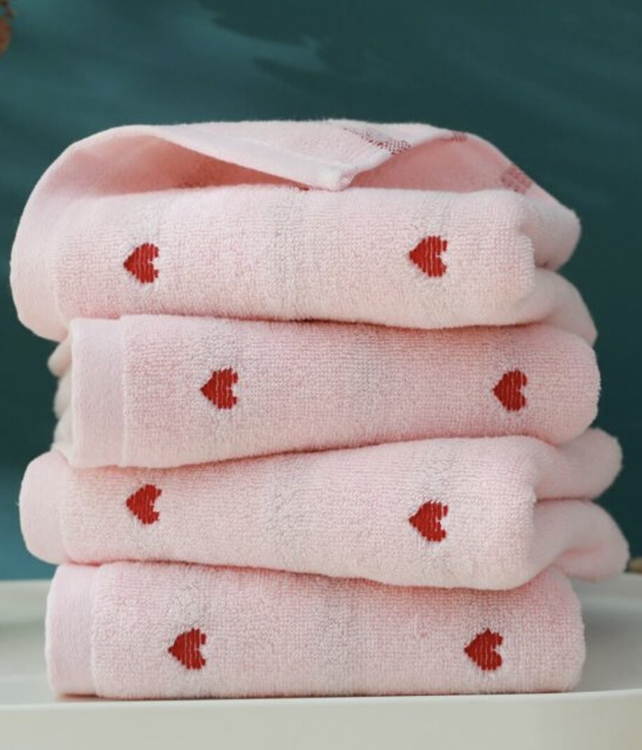 Pink and Red Heart Hand Towel