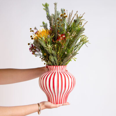 Candy Stripe Christmas Vase Arrangement – Festive Native Floral Gift