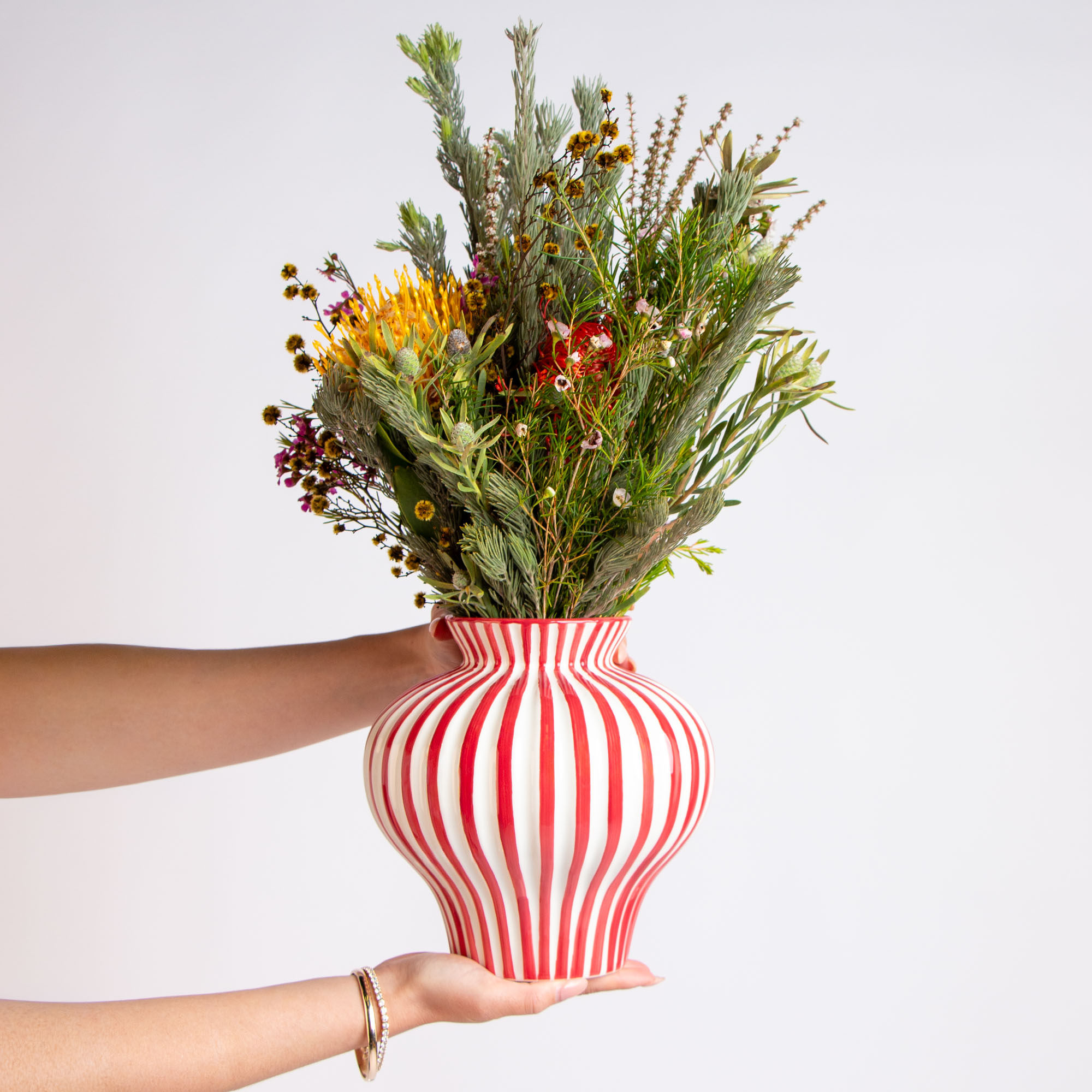 Candy Stripe Christmas Vase Arrangement – Festive Native Floral Gift