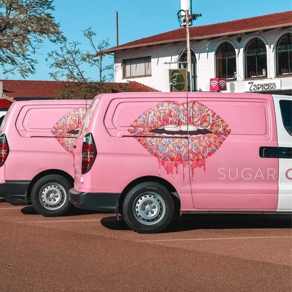corporate gift boxes Perth delivery vans Sugar Coat It branded vehicles